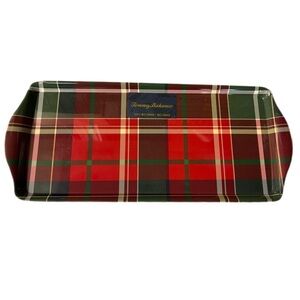 Tommy Bahama Red & Green Tartan Plaid Melamine Serving Tray